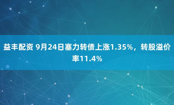 益丰配资 9月24日塞力转债上涨1.35%，转股溢价率11.4%